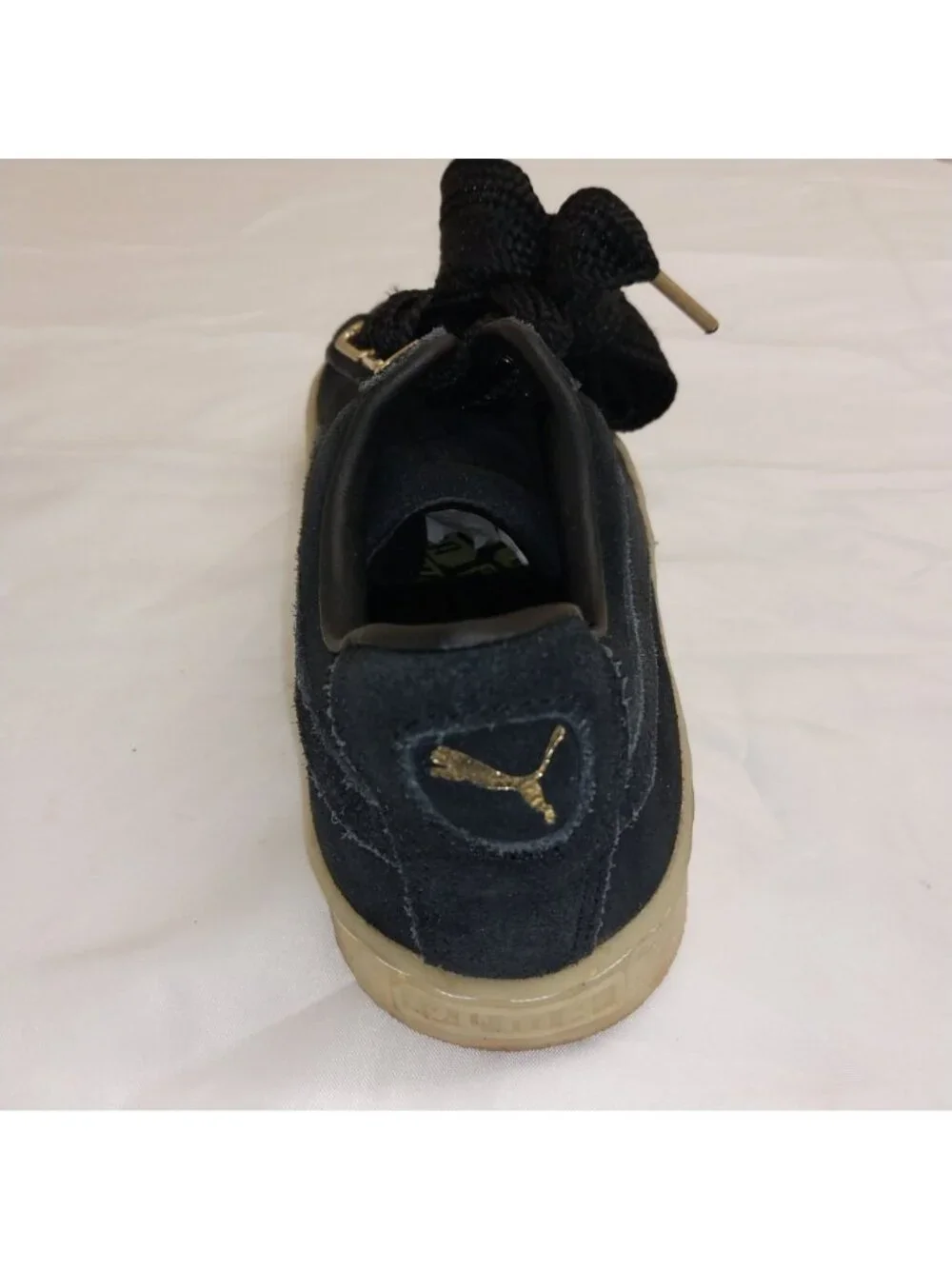 Puma Suede Womens Shoes Size 6 Black Gold Casual Sneakers